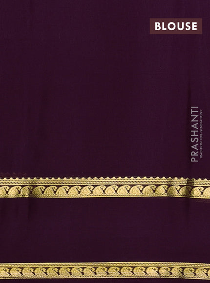 Pure mysore silk saree deep purple with plain body and rettapet zari woven border