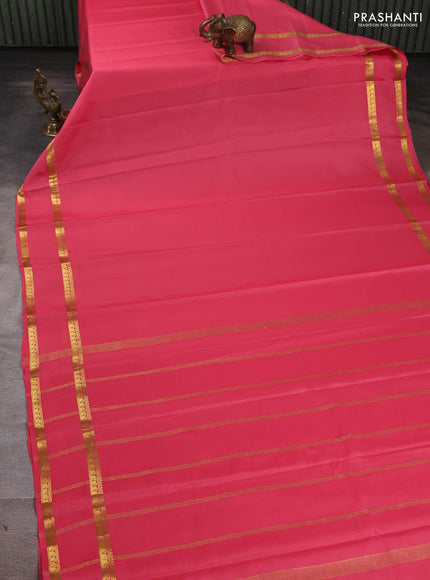 Pure mysore silk saree peach pink with plain body and rettapet zari woven border