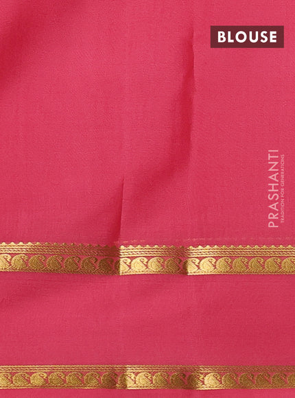 Pure mysore silk saree peach pink with plain body and rettapet zari woven border