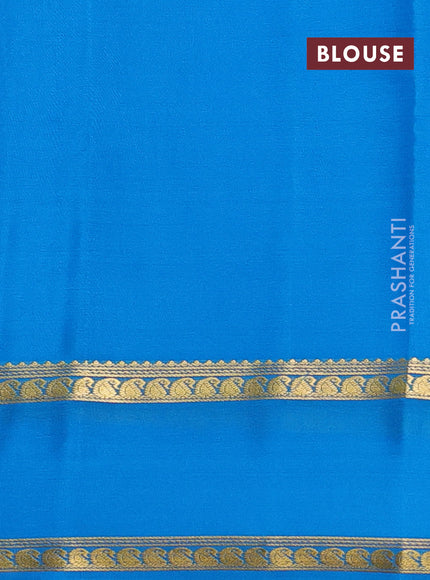 Pure mysore silk saree cs blue with plain body and rettapet zari woven border