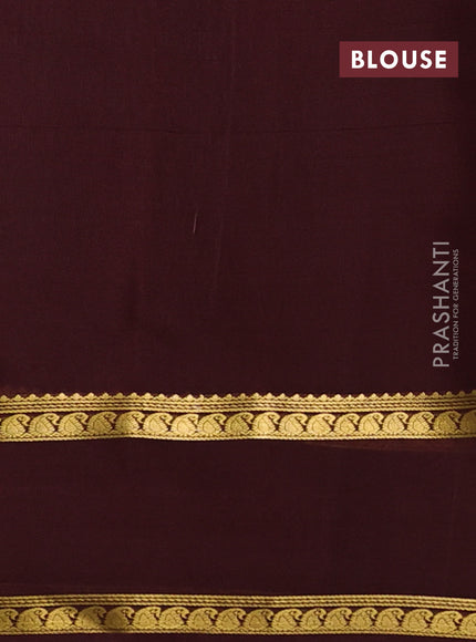 Pure mysore silk saree coffee brown with plain body and rettapet zari woven border