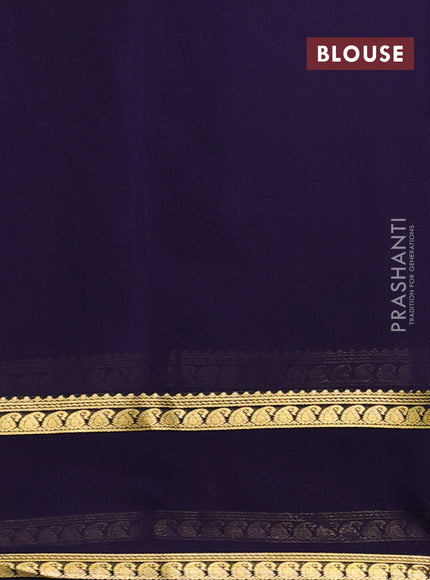 Pure mysore silk saree navy blue with plain body and rettapet zari woven border