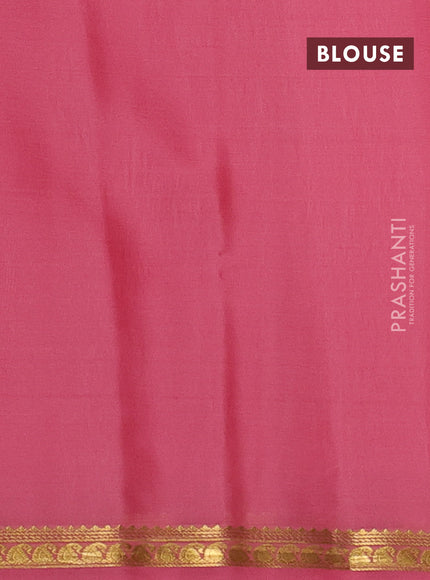 Pure mysore silk saree peach pink with plain body and rettapet zari woven border