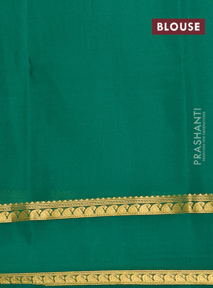 Pure mysore silk saree teal green with plain body and rettapet zari woven border