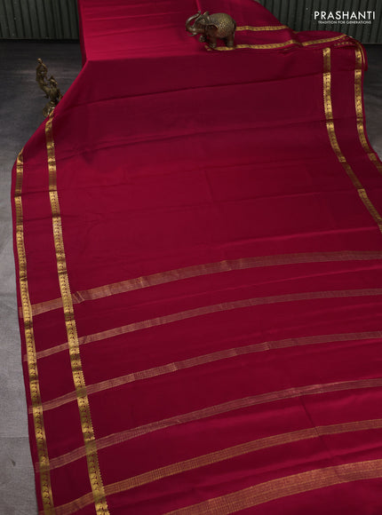 Pure mysore silk saree pink with plain body and rettapet zari woven border