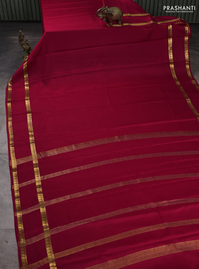 Pure mysore silk saree pink with plain body and rettapet zari woven border