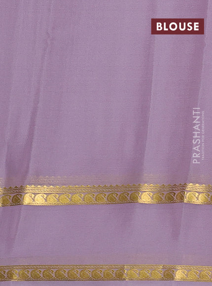 Pure mysore silk saree pastel lavender with plain body and rettapet zari woven border
