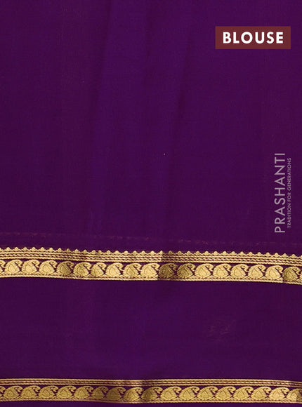 Pure mysore silk saree purple with plain body and rettapet zari woven border