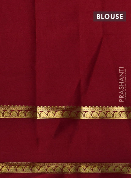 Pure mysore silk saree red with plain body and rettapet zari woven border
