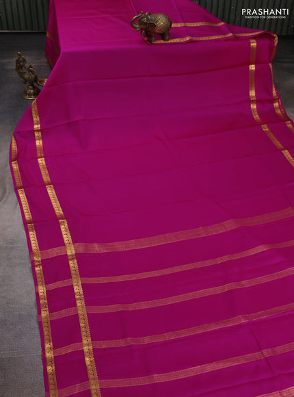 Pure mysore silk saree pink with plain body and rettapet zari woven border