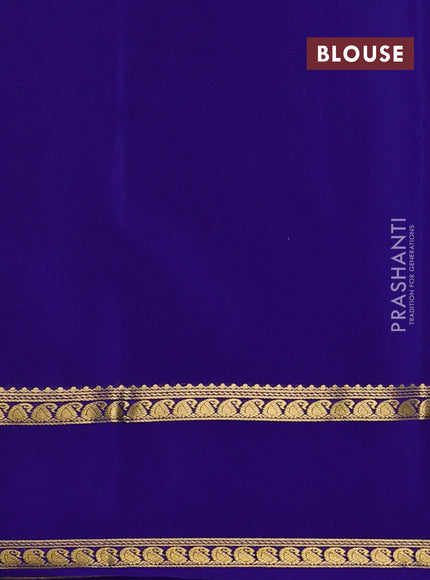 Pure mysore silk saree royal blue with plain body and rettapet zari woven border