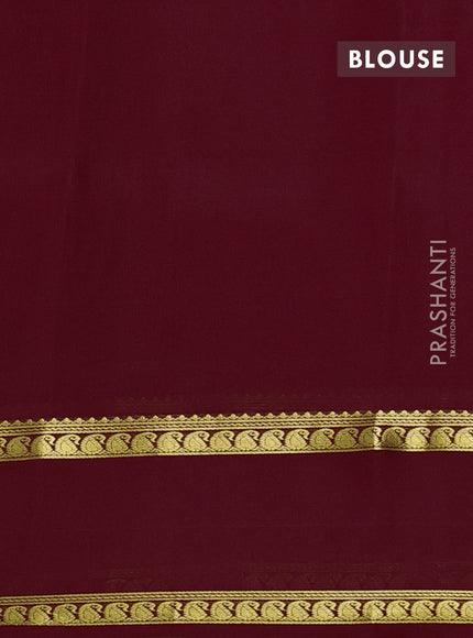 Pure mysore silk saree maroon with plain body and rettapet zari woven border