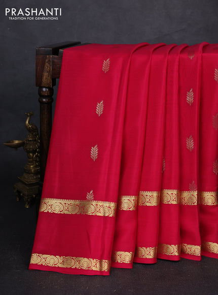 Pure mysore silk saree pink with allover thread & zari woven buttas and rettapet zari woven border