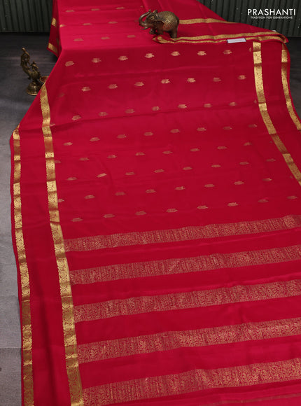 Pure mysore silk saree pink with allover thread & zari woven buttas and rettapet zari woven border