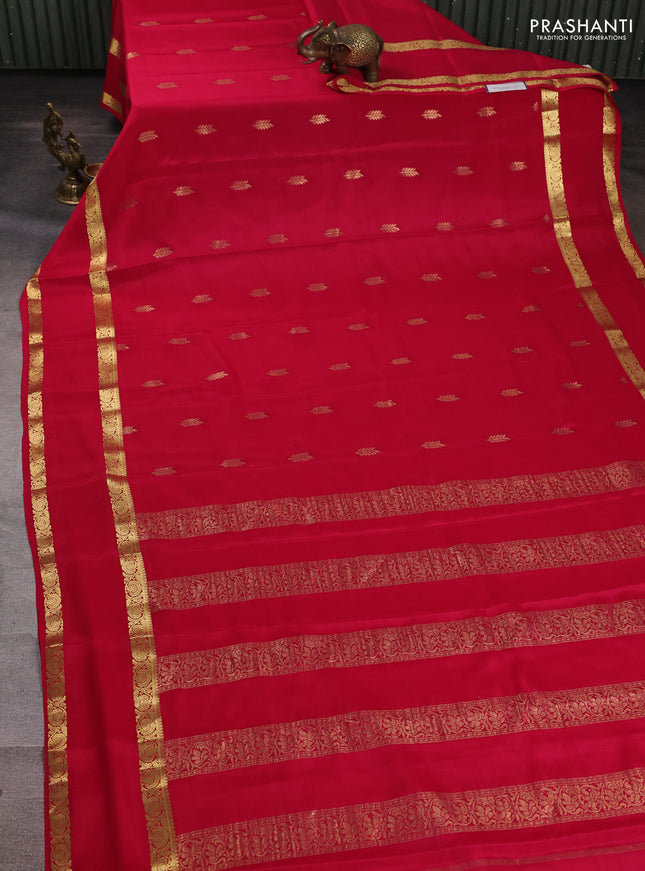 Pure mysore silk saree pink with allover thread & zari woven buttas and rettapet zari woven border