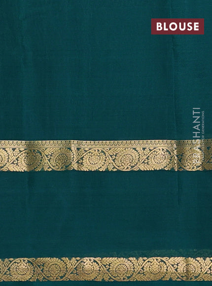 Pure mysore silk saree peacock green with allover thread & zari woven buttas and rettapet zari woven border