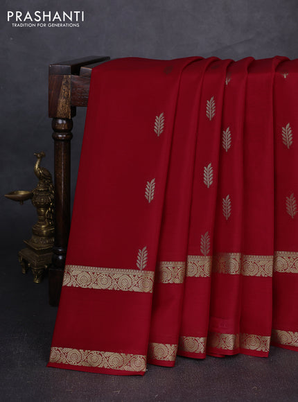 Pure mysore silk saree red with allover thread & zari woven buttas and rettapet zari woven border