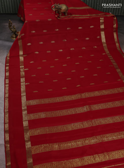 Pure mysore silk saree red with allover thread & zari woven buttas and rettapet zari woven border