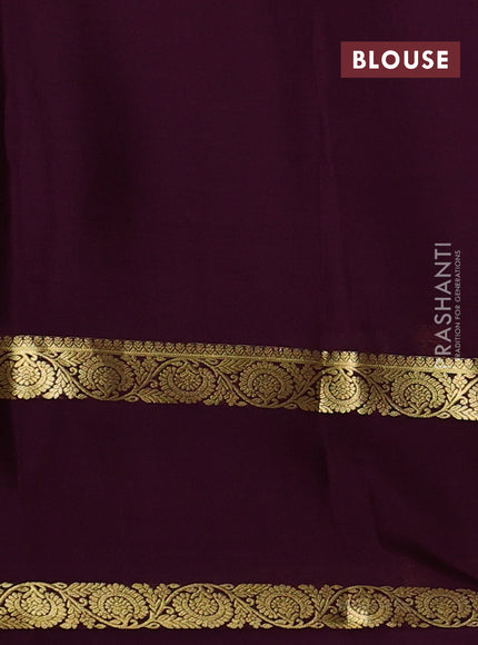Pure mysore silk saree deep wine shade with allover thread & zari woven buttas and rettapet zari woven border