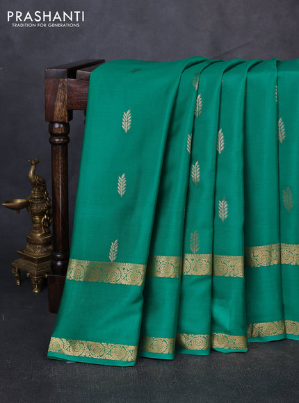 Pure mysore silk saree green with allover thread & zari woven buttas and rettapet zari woven border