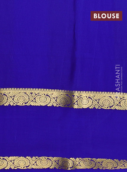 Pure mysore silk saree royal blue with allover thread & zari woven buttas and rettapet zari woven border