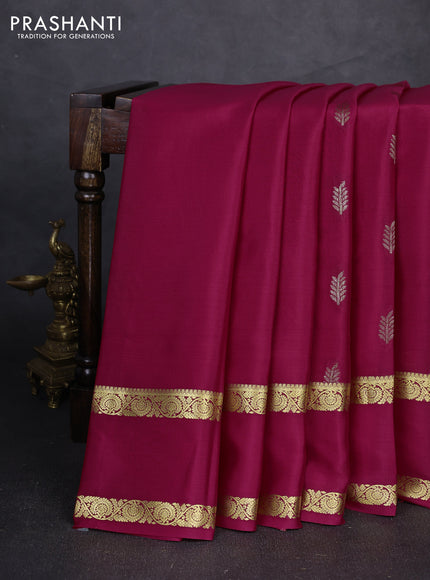 Pure mysore silk saree tomato pink with allover thread & zari woven buttas and rettapet zari woven border