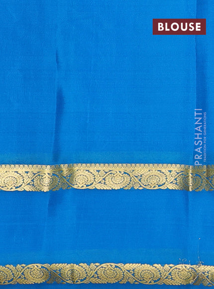 Pure mysore silk saree cs blue with zari woven buttas and rettapet zari woven border