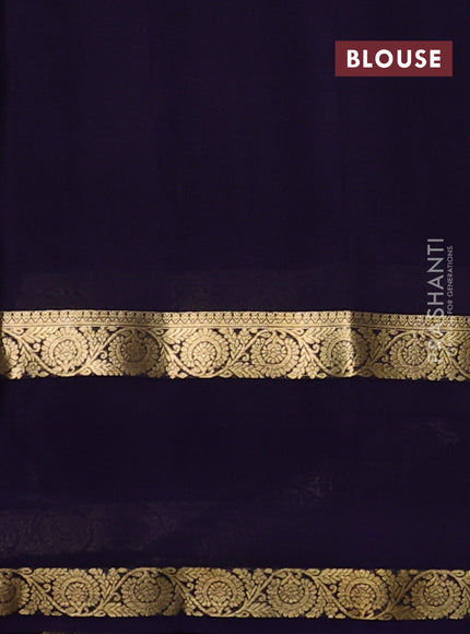 Pure mysore silk saree deep violet with allover zari woven buttas and rettapet zari woven border
