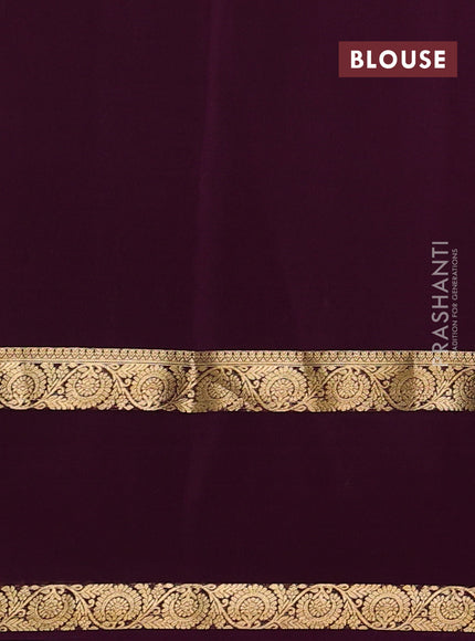 Pure mysore silk saree deep wine shade with zari woven buttas and rettapet zari woven border