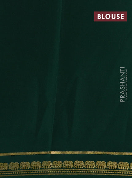 Pure mysore silk saree lime green and green with plain body and zari woven border