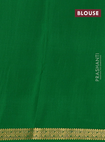 Pure mysore silk saree purple and green with allover zari checked pattern and small zari woven border