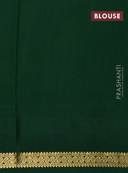 Pure mysore silk saree maroon and green with allover zari checked pattern and small zari woven border