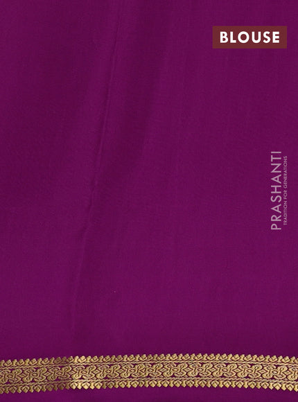 Pure mysore silk saree light green and purple with allover zari checked pattern and small zari woven border