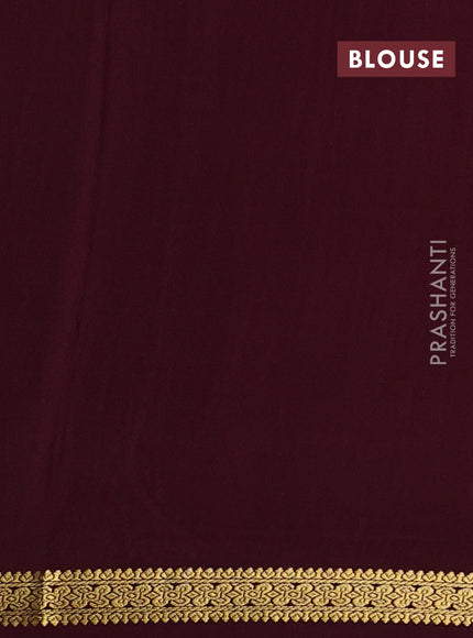 Pure mysore silk saree peach pink and deep wine with allover zari checked pattern and small zari woven border