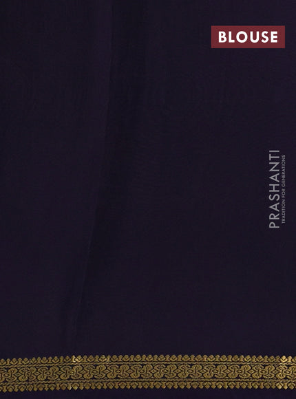 Pure mysore silk saree teal green and deep violet with allover zari checked pattern and small zari woven border