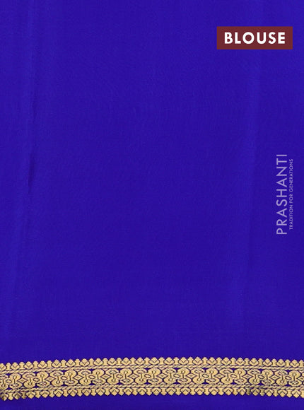 Pure mysore silk saree tomato pink and royal blue with allover zari checked pattern and small zari woven border