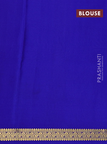 Pure mysore silk saree teal blue and royal blue with allover zari checked pattern and small zari woven border