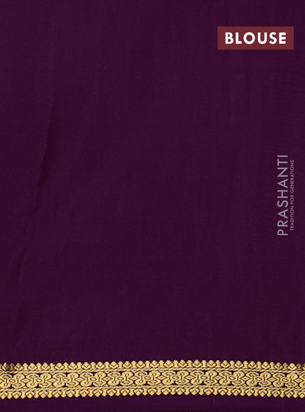 Pure mysore silk saree lime green and purple with allover zari checked pattern and small zari woven border