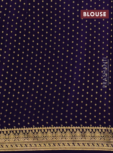 Pure mysore silk saree pink and violet with allover zari woven buttas and small zari woven border