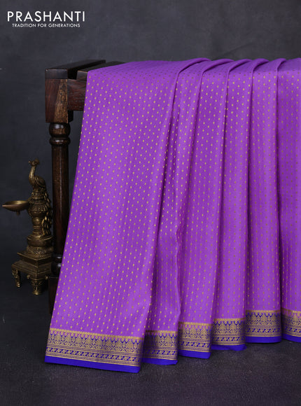 Pure mysore silk saree lavender and royal blue with allover zari woven buttas and small zari woven border
