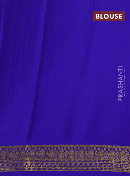 Pure mysore silk saree lavender and royal blue with allover zari woven buttas and small zari woven border