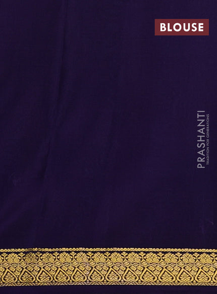 Pure mysore silk saree teal blue and navy blue with allover small zari checked pattern and small zari woven border