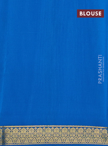 Pure mysore silk saree purple and cs blue with allover small zari checked pattern and small zari woven border