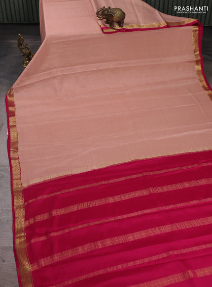 Pure mysore silk saree pastelpink and pink with allover small zari checked pattern and small zari woven border