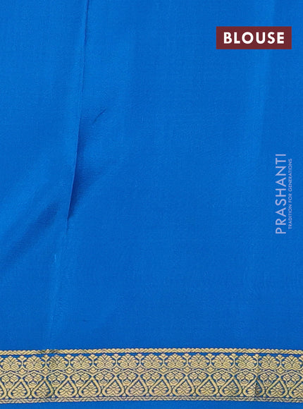 Pure mysore silk saree royal blue and cs blue with allover small zari checked pattern and small zari woven border