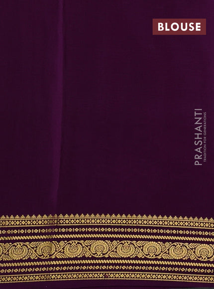 Pure mysore silk saree lime green and violet with allover zari checks & buttas and zari woven border