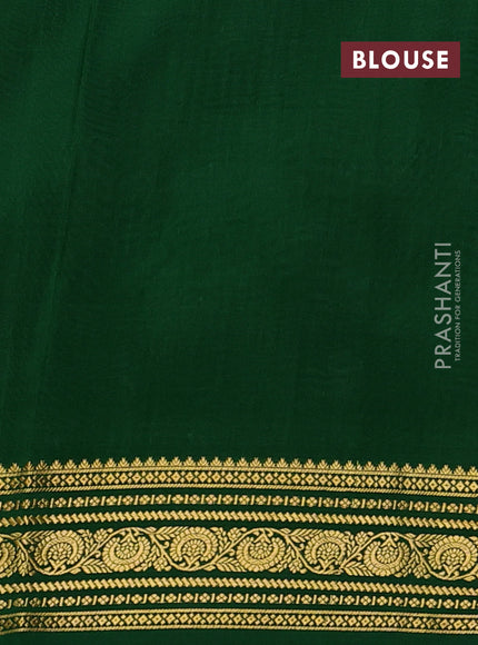 Pure mysore silk saree tomato pink and green with allover small zari checks & buttas and zari woven border