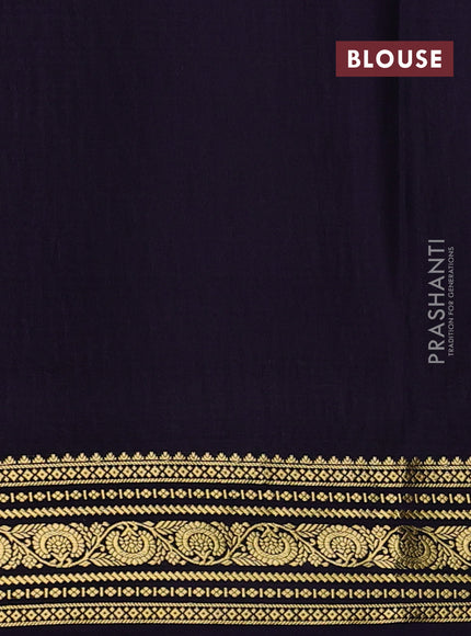 Pure mysore silk saree teal green and navy blue with allover small zari checks & buttas and zari woven border