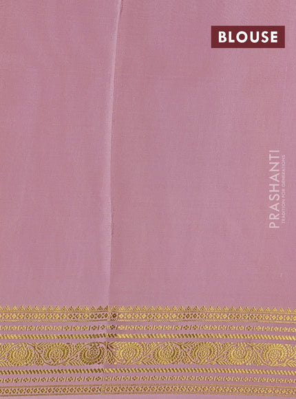 Pure mysore silk saree red and pastel pink with allover zari ckecks & buttas and zari woven border