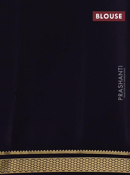 Pure mysore silk saree pastel green and navy blue with allover zari checked pattern and zari woven border